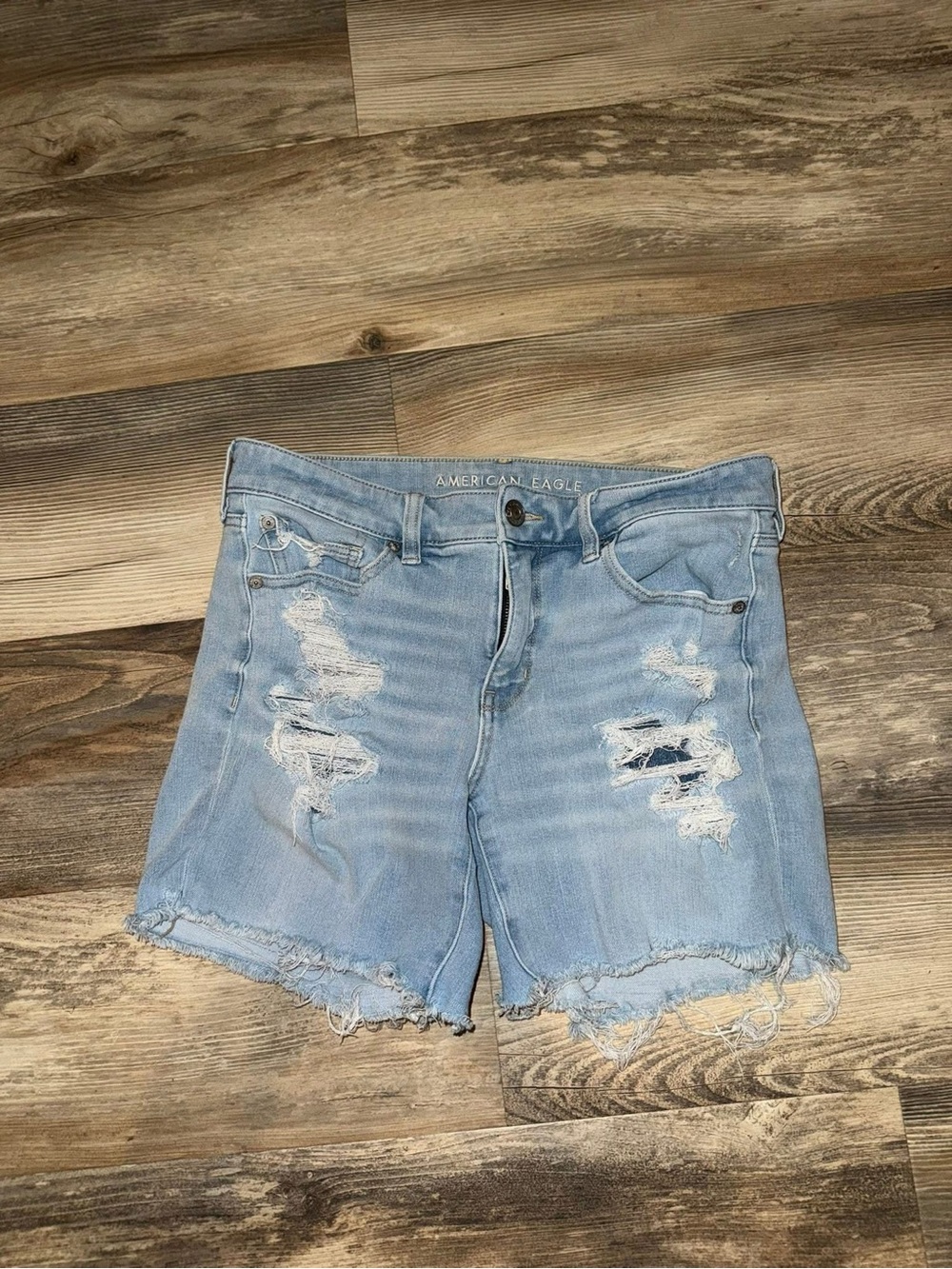 American Eagle Outfitters Light Wash Ripped Denim Shorts